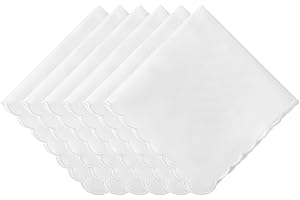 PACGOTH White Handkerchiefs for Women Soft Cotton Women’s Handkerchiefs Small Scalloped Ladies Hankies for Embroidery Wedding