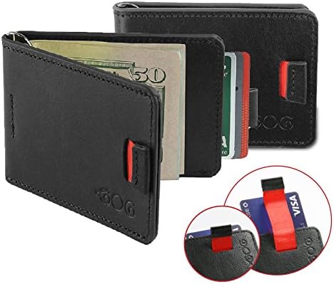 Ultra Slim Men's Genuine Leather Wallet with Stylish Pull Tab Design- Fits up to 12 Credit Cards and Money Clip- by AGOG