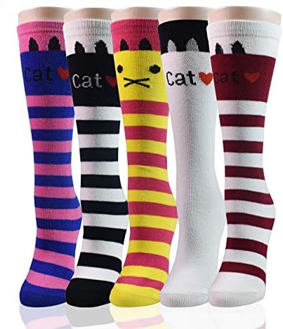 JIEEN 5 Pairs Cute Animal Knee High Socks for Kids Girls