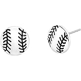 Softball Stud Earrings for Women and Teens, Silver Sports Earrings for Softball Fans, Players, Coaches, Cute Jewelry Gift for Birthdays, Teams, End of Season