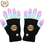 Premium LED Flashing Light Gloves By Fazadol - 7 Colors & 6 Modes - Elastic Fit Cotton / Polyester Material - Replaceable Batteries - Perfect For Parties, Halloween, Raves, Clubbing, Dancing for Kids