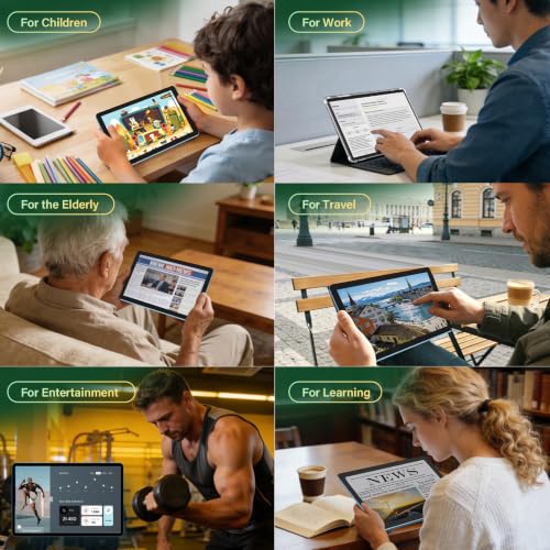 Android 10 inch Tablet with Keyboard - Android 16 tablet PC with 32GB+256GB+2TB Expand, Electronic Tablet with 8-Core, Gemini AI, WiFi, 8000mAh, GPS, 2-in-1 Tablet with Case/Mouse/Stylus(Black Case)