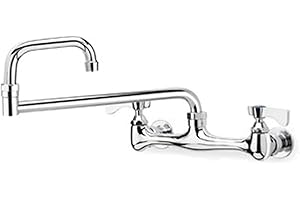 Krown Silver Series 12-824L Full Range Swing Faucet with 1/4 Turn Ceramic Cartridge Valve and Lever Handles for Commercial Ki