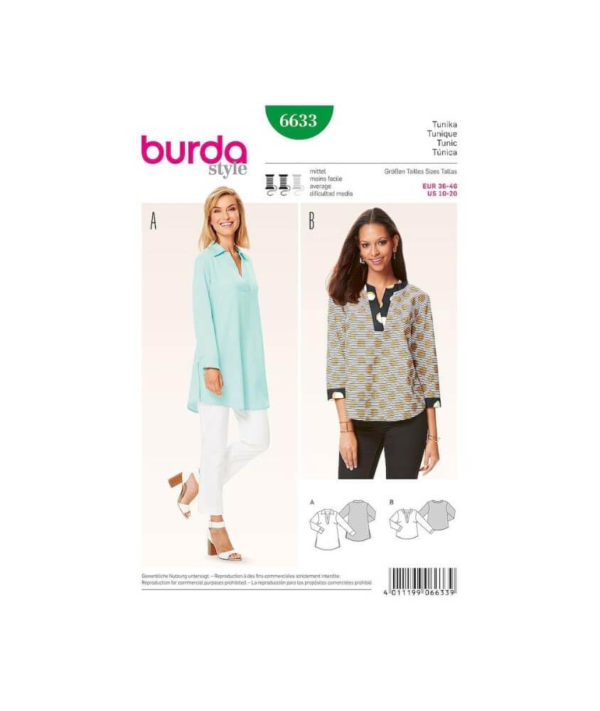 Burda Style Sewing Pattern B6633 Misses' Tunic