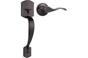 Tinewa Camelot Trim Lower Half Handleset, Oil Rubbed Bronze Finish, Upgated Entry Door Handle with Accent Wave Door Lever for Electronic Keypad with Drop Interior Left Handed Lever