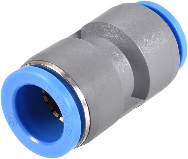 sourcing map Straight Push to Connector Reducer Fitting 16mm to 14mm Quick Release Pneumatic Connector Plastic Union Pipe Tube Fitting Grey