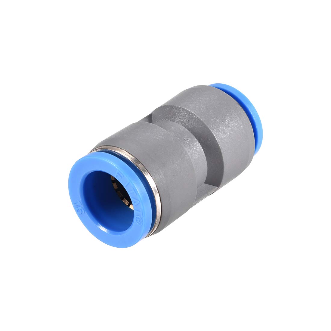 sourcing map Straight Push to Connector Reducer Fitting 16mm to 14mm Quick Release Pneumatic Connector Plastic Union Pipe Tube Fitting Grey