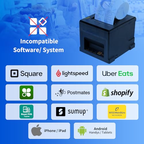 NetumScan 80mm 300mm/s POS Thermal Receipt Printer Thermal Receipt Printer with Automatic Cash Drawer, USB Ethernet Interface, Support Windows/Mac/Linux, Printer from