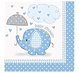 Blue Elephant Boy Baby Shower Cocktail Napkins, 16ct