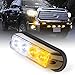 Xprite White & Amber/Yellow 4 LED 4 Watt Emergency Vehicle Waterproof Surface Mount Deck Dash Grille Strobe Light Warning Police Light Head with Clear Lens