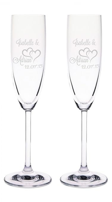 Leonardo Sektgläser mit Gravur von Namen & Datum im - Die Große Liebe Design - Geschenk zur Hochzeit, Verlobung oder zum Jahr