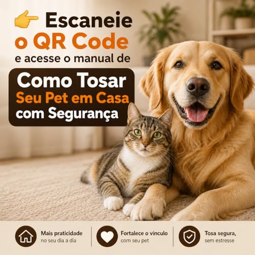 Kit Tosa Pet Profissional Completo 7 em 1 Máquina Luva Removedora Escova Tesoura Lixa Cortador Unhas Cães e Gatos