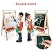 Kids Wooden Art Easel Double-Sided Whiteboard and Chalkboard Adjustable Standing Easel with Paper Roll Holder,Letters and Numbers Magnets and Other Accessories Gift for Kids Toddlers Boys and Girls