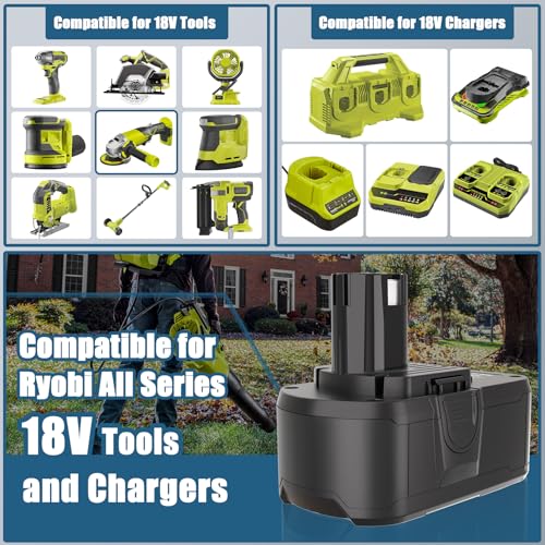 2PCS 18V 5.5Ah P108 Replacement Battery for Ryobi + P117 Charger BCL14181H, for Ryobi One+ Battery RB18L50 RB18L25 RB18L40 RB18L20 RB18L15 RB18L13 P104 P105 P106 P107 P108 (2 Batteries+Charger)