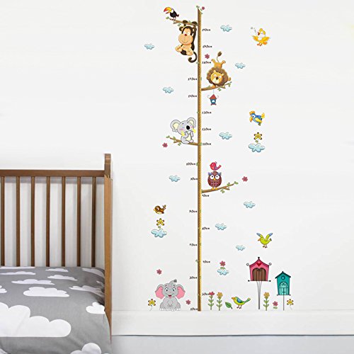 decalmile Animals Monkey Elephant Tree Branches Height Chart Kids Wall Stickers Removable Wall Decals Baby Nursery Childrens Bedroom Living Room Decoration - Thumbnail 2