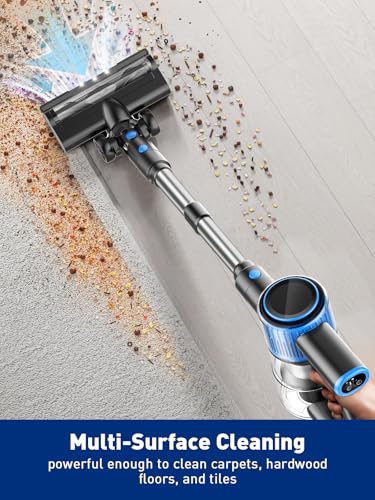 SINCHEREU A27B Cordless Vacuum Cleaner, 8-in-1 Powerful Suction Stick Vacuum, 40Mins Runtime Detachable Battery, 3 Power Modes & LED Display, Ideal for Home, Car, Hard Floor, Carpet, Pet Hair