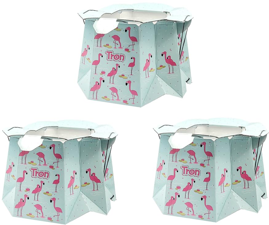 Hippychick Tron Potty, Travel Sickness Throw Away Packs for Children of up to 30 kg, Disposable, Collapsible, Portable, Non-Spill, Environment Friendly, Potty Training, 3-Pack, Flamingo — image 1