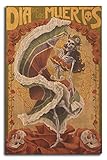 Lantern Press Skeleton Dancing - Day of The Dead (10x15 Wood Wall Sign, Wall Decor Ready to Hang)