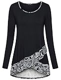 Tunic Tops for Leggings for Women,FANSIC Career Blouses Womens A line Clothing Loose Fitting Tops X-Large Black