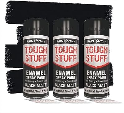 HitlineUK 3 x 400ML Matt Black Spray Paint for Metal, Wood, Plastic -