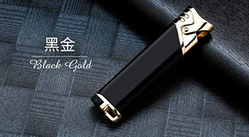 QIANGNQIInflatable lighter creative windproof thin straight into inflatable blue flame gas metal machine