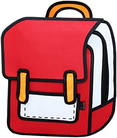 Newtripod 3D Drawing Paper Bag Comic Vintage Backpack for College Girls Laptop Bag (Red)