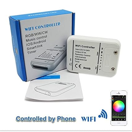 DC12V-24V RGB LED Wifi Controller, LED Streifen RGB/RGBW / RGBWW 16 Millionen Farben Musik und Timer-Modus Wifi Fernbedienung
