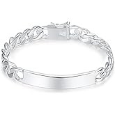 Koguxuix Fashion Jewelry 925 Sterling Silver 10MM Cube Cuban Link Bracelet for Men Women