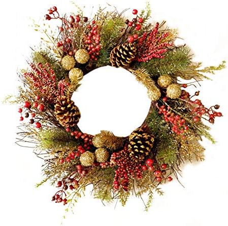 Christmas Glitter Pine Cone Wreath Front Door Garland for Hotel Mall Bar Decoration