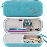 Canboc Stethoscope Carrying Case for 3M Littmann Classic III/Cardiology IV Stethoscope - Extra Storage Taylor Percussion Reflex Hammer, Reusable Medical LED Penlight, Turquoise