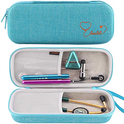 Canboc Stethoscope Carrying Case for 3M Littmann Classic III/Cardiology IV Stethoscope - Extra Storage Taylor Percussion Reflex Hammer, Reusable Medical LED Penlight, Turquoise