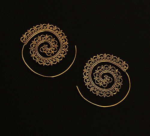 Hoop Earrings- Spiral Boho Earrings- Festival Jewellery- Tribal Earrings- Filigree- Vintage Earrings- Tribal Jewellery E34