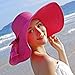 30th floor Women's Summer Wide Brim Beach Hats Sexy Chapeau Large Floppy Sun Caps (Fuchsia)