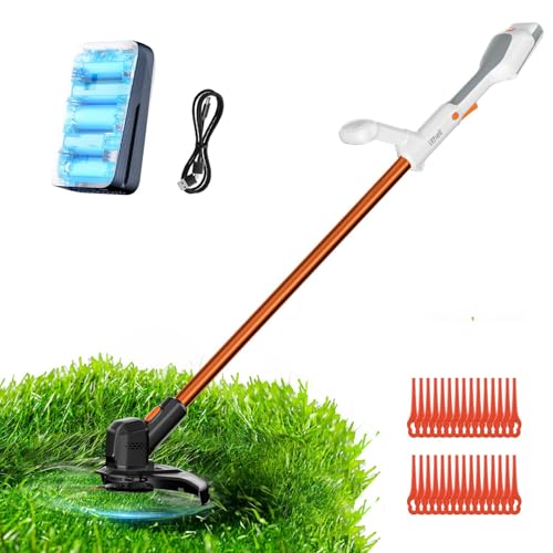 Litheli Akku Rasentrimmer 20V, 25 cm Rasentrimmer mit 30 Kunststoffmessern, Akku Kantenschneider mit 2.0Ah Akku, Elektrischer Grasschneider für Garten