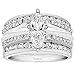 TwoBirch 1.01 Ct. Combination Cathedral and Classic Ring Guard in Sterling Silver with Cubic Zirconia