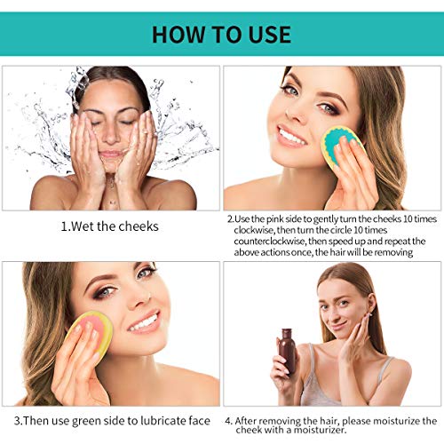 Facial Hair Removal for Women, TOPOINT Flawless Painless Hair Remover Depilation Sponge Pads for Face Lip Armpit Chin Cheek Leg - Thumbnail 2