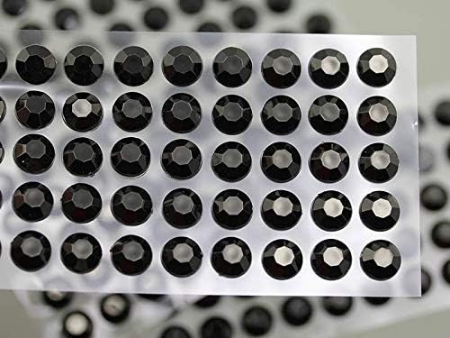 10mm SS46 Black Self Adhesive Acrylic Rhinestones Plastic Face Gems Stick On Body Jewels for DIY Cards and Invitations Crafts Bling Sticker - 5 Sheets - 250PCS