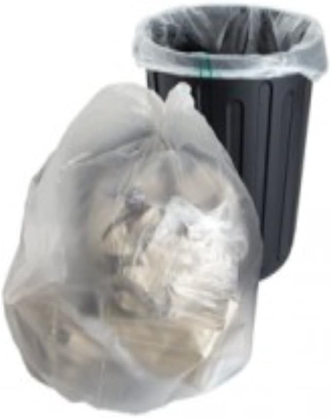 1000 Large Clear Plastic Polythene Bin Liners Bags Sacks Size 18 x 29 x 39" Refuse Rubbish Waste