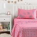 Amazon Basics Kid's Soft Easy-Wash Lightweight Microfiber 3-Piece Sheet Set, Twin, Pink Stars, Printed