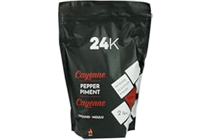 Ground Cayenne Pepper, 2lb (907g) by 24K | Crushed & Dried Capsicum annuum | Zesty, Spicy Red Powder | 25K–32K Scoville Heat 