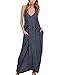 ZANZEA Women Boho Backless Long Maxi Evening Party Dress Beach Sundress (18, Dark Blue)