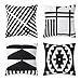 baibu Pack of 4 Embroidered Throw Pillow Case, 100% Cotton Decor Black and White Geometric Cushion Cover for Couch Sofa 18x18 inch/4PCS