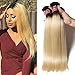 UNice 10A Grade Brazilian Straight Human Hair 1 Bundle T1B 613 Color Ombre Blonde Hair 100% Remy Human Hair Weaves Dark Roots Ombre Blonde Hair Wefts (12inch)