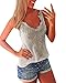 ZANZEA Women Sexy V Neck Sleeveless Spaghetti Strap Camisole Lace Cami Tank Tops Blouses Gray M