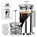 French Press Coffee Maker - 4 Level Filtration System - 304 Grade Stainless Steel - Heat Resistant Borosilicate Glass by Cafe du Chateau (34 Ounce) primary