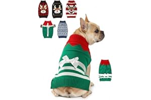 AURUZA Dog Christmas Sweater, Soft Warm Pet Clothes Coat for Small Medium Large Dogs and Cats Boy Girl, Fall Cozy Holiday Turtleneck Knitting Collar Pullover Pup Outfit Costume for Thanksgiving New Year