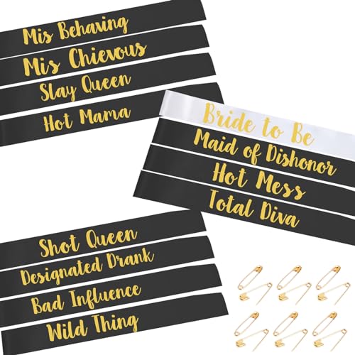 Lowercase Letters 11 Pieces Black With 1 Piece White Sashs Gold Text Style