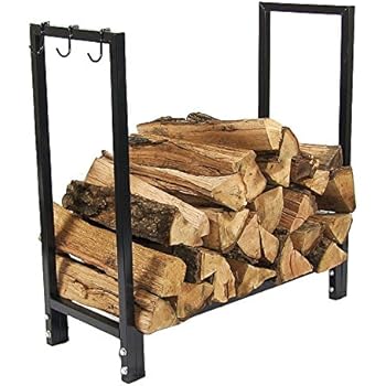 Sunnydaze Indoor/Outdoor Firewood Log Rack Holder, Fireplace Wood Storage Stand, 30 Inch, Black