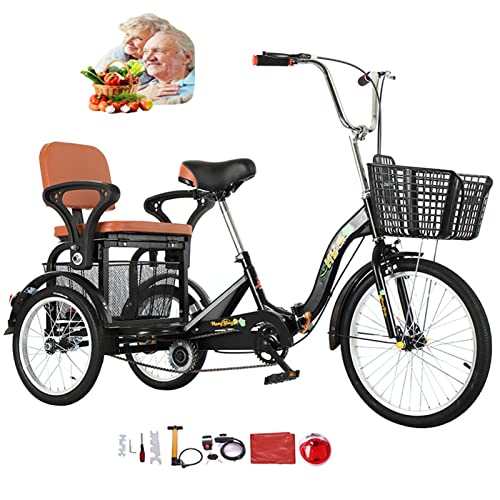 HMGAQNP Tricycle Adult Folding 3 Wheel Bike, Elderly Cruises Trike Bike