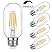 MAXvolador LED Edison Bulb Dimmable, 60W Equivalent 800Lumens, Warmer White, 6W T45 Vintage LED Filament Tubular Light Bulbs, E26 Medium Base, Pack of 4